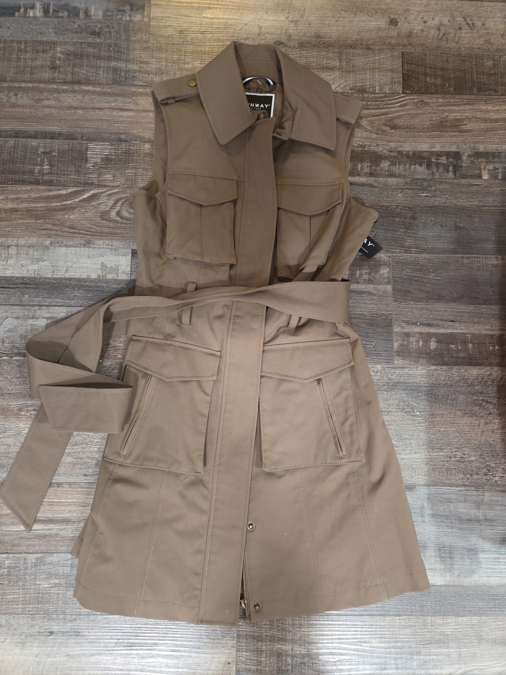 Runway New York Linen Sleevless Trench Dress Sz Sm